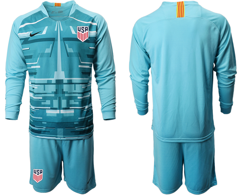 Men 2020-2021 Season National team United States goalkeeper Long sleeve blue Soccer Jersey